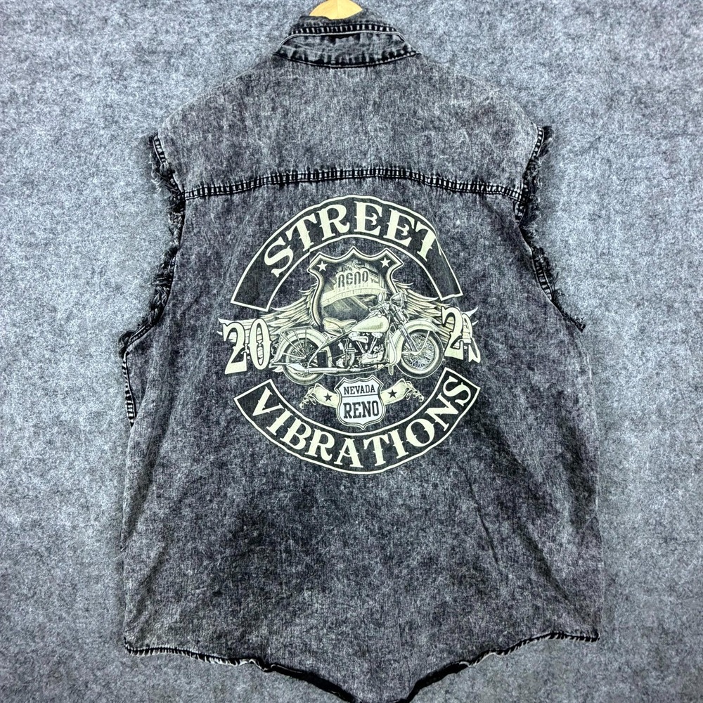 Street Vibrations Milwaukee Leather Performance Apparel Denim Vest Men 3XL Gray